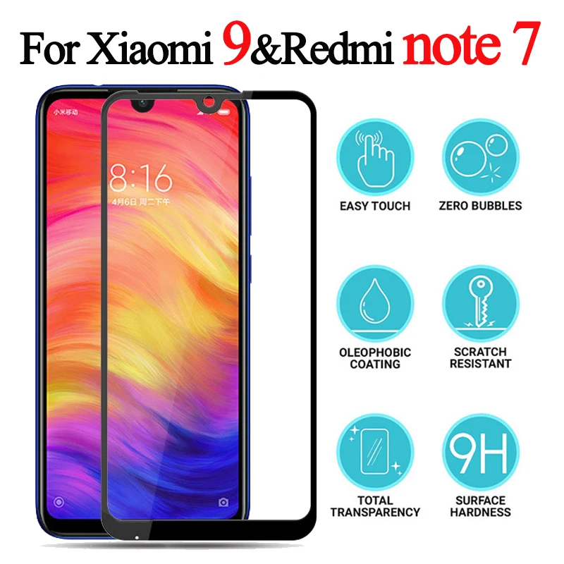 

safety glass for xiaomi redmi note 7 6 pro 9 screenprotector protective glas mi9 note7 6pro on the ksiomi xiaomei 9mi black film