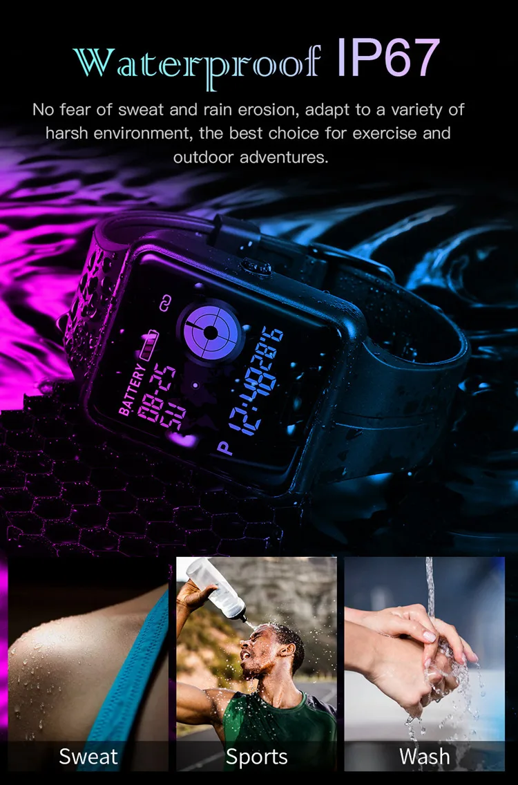 SKMEI W37 Reloj inteligent Women Men Sport Smartwatch Heart Rate Monitor IP67 Waterproof Wristwatch Smart Watch For Androis IOS