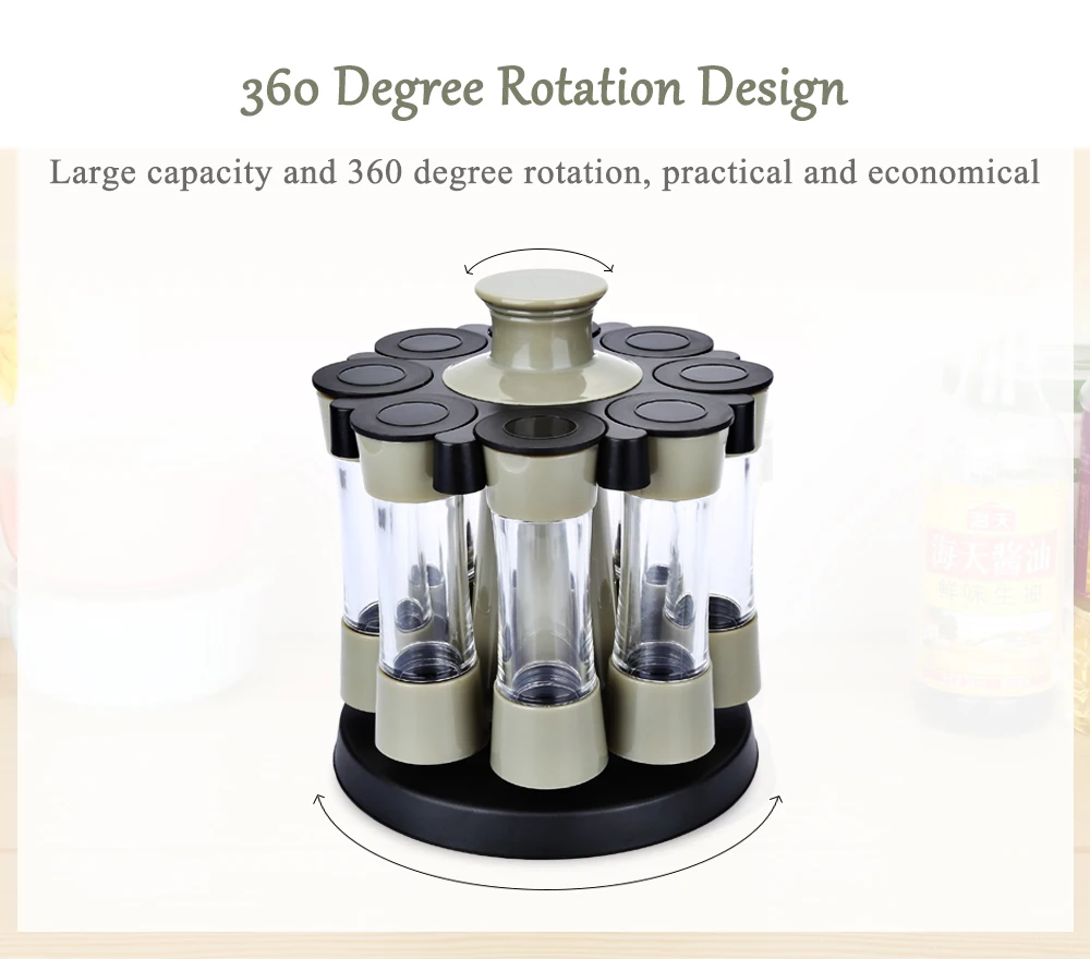 8pcs Plastic Rotary Sauce Spice Seasoning Bottle Kitchen Box