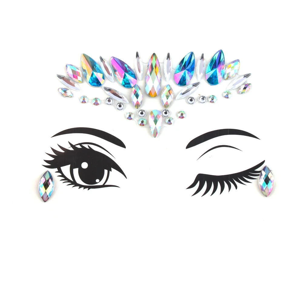 

2018 Fashion Boho Crystal Sticker for Women Girls Tribal Style Face Eye Jewelry Stickers Eyebrow Body Jewellery