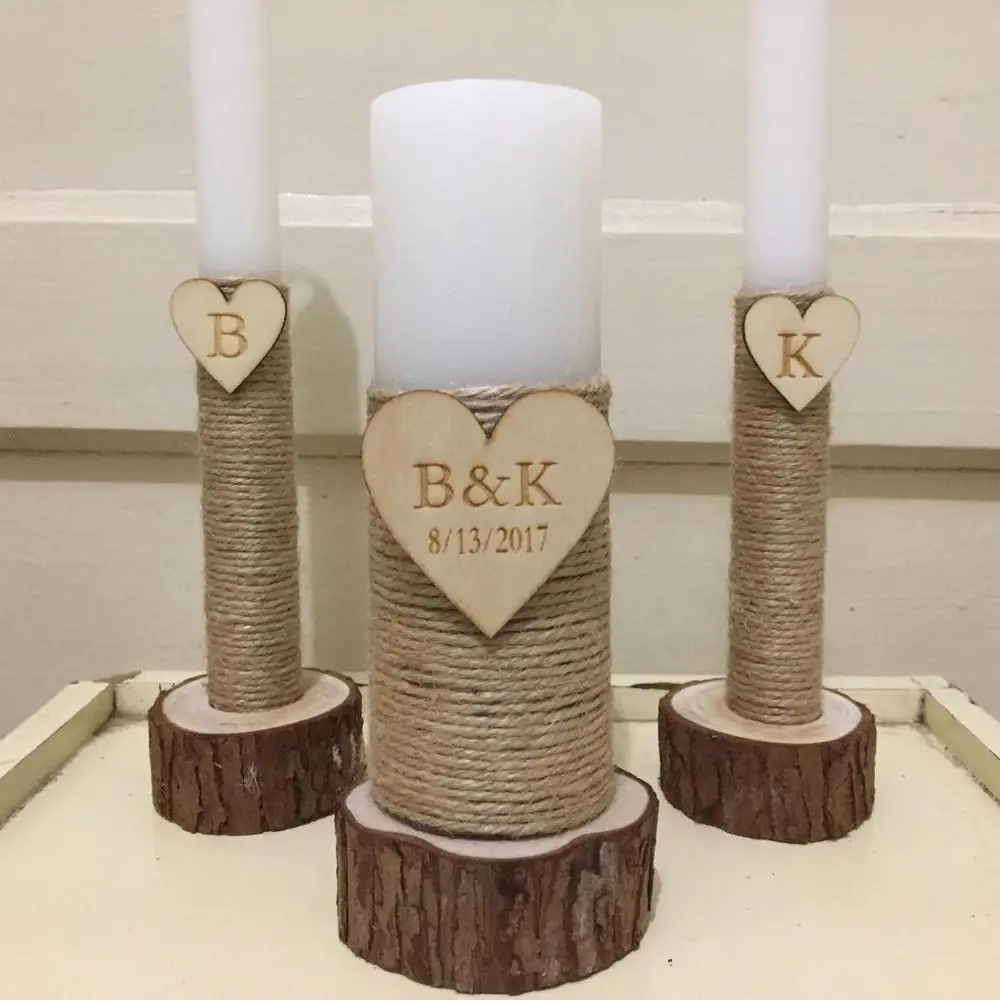 

Wedding Candles Set of 3, Rustic Wedding Unity Candles Set, Personalized Wedding Candles, Gift For Bride and Groom