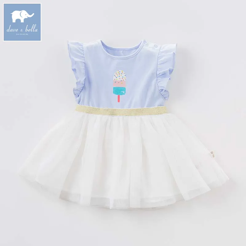

Dave bella lovely baby girls dresses infant toddler ice cream print clothes children birthday party high quality costumes DB7229