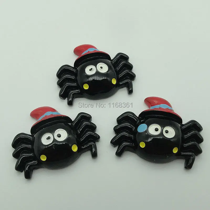 1pcs/lot resin flat back Halloween red hat spider 31mm Cabochons Scrapbooking Hair Bow Center DIY Christmas decration C105-10