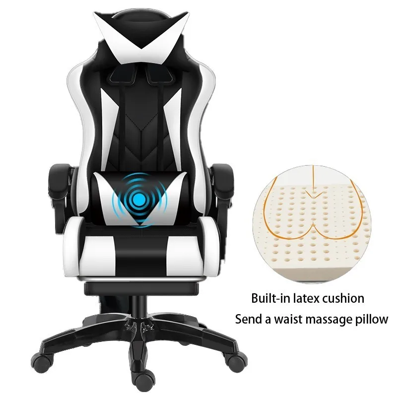 Высокое качество Esports Poltrona Boss Silla геймер офисное игровое кресло может лежать массаж Синтетическая кожа с подставкой для ног Эргономика - Цвет: white footrest