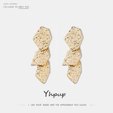 Yhpup трендовые необычные металлические панковские Висячие золотые амулеты серьги для женщин вечерние уличная мода ювелирные изделия Oorbellen