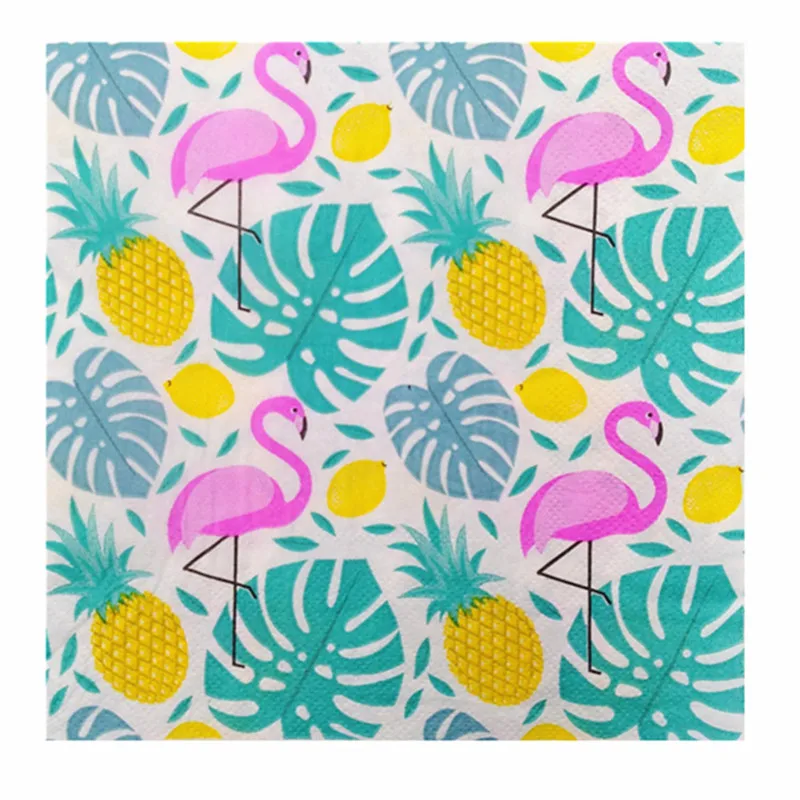 

20 Vintage table napkins paper cartoon tissue Mango pink flamingo flower decoupage wedding serviette towel party handkerchief