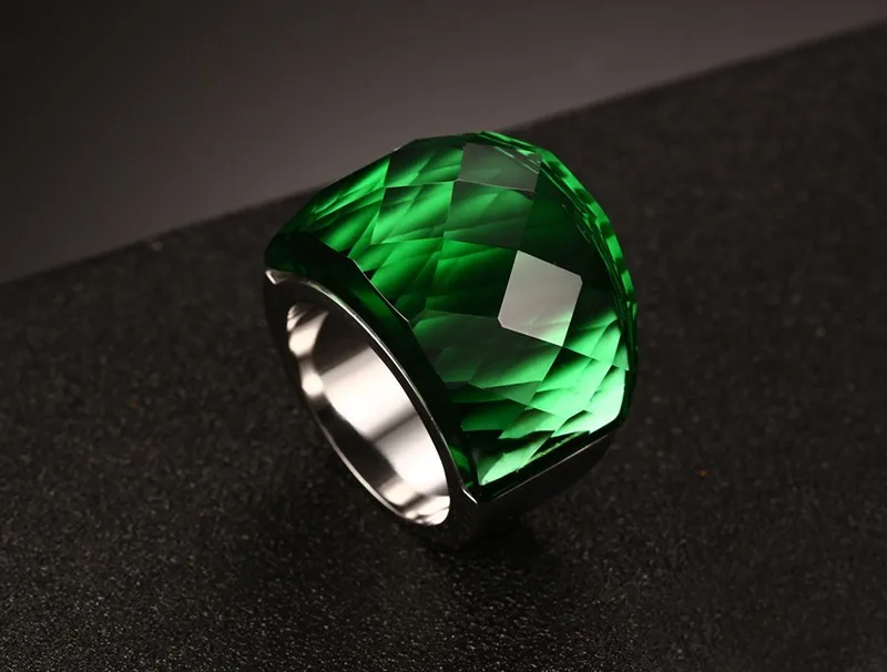 Large Rings For Women Wedding Jewelry Big Crystal Stone Ring Stainless Steel Wedding Rings