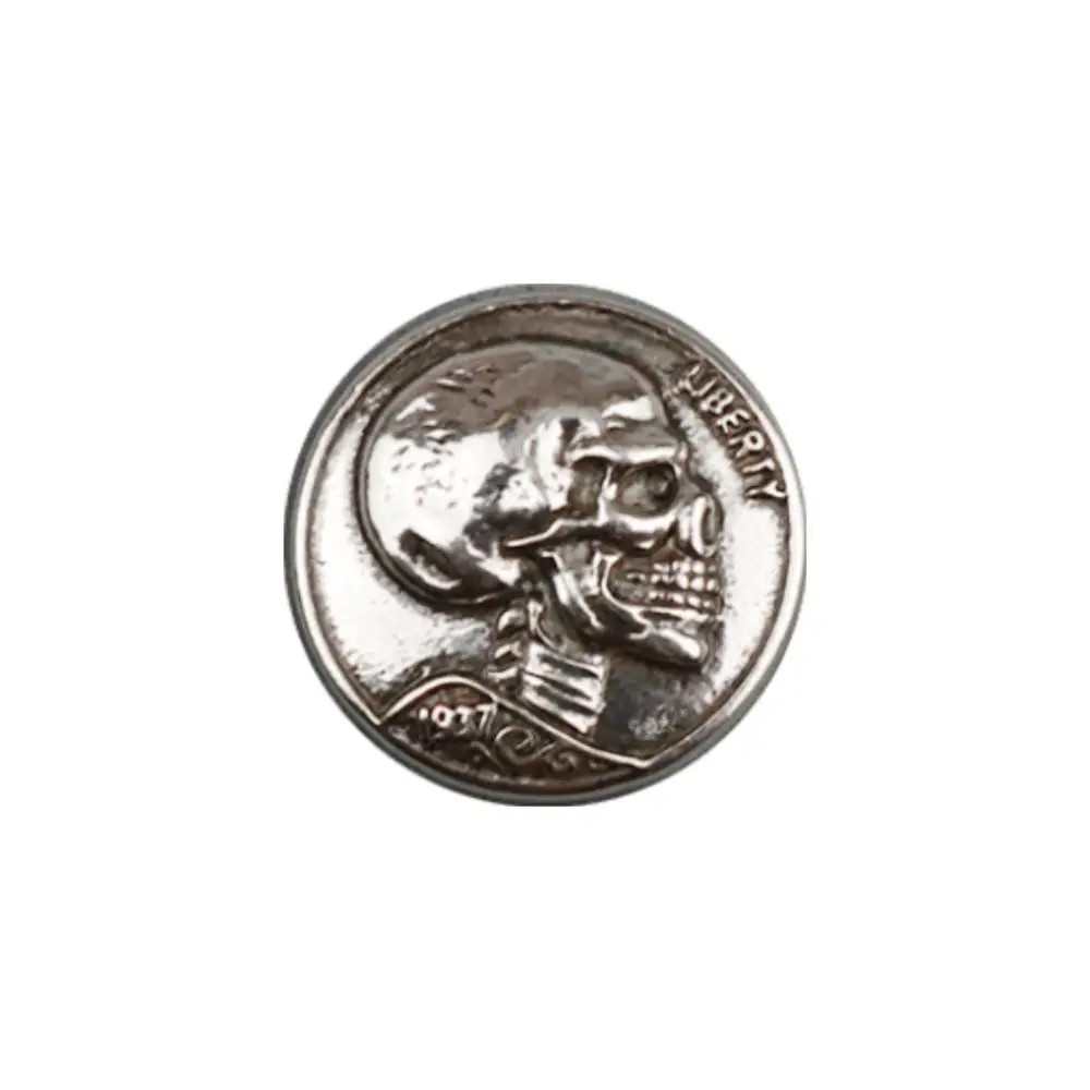 DIY Leather Craft Hardware Antique Silver Zinc Alloy Skull Head Coin Concho 31mm 5