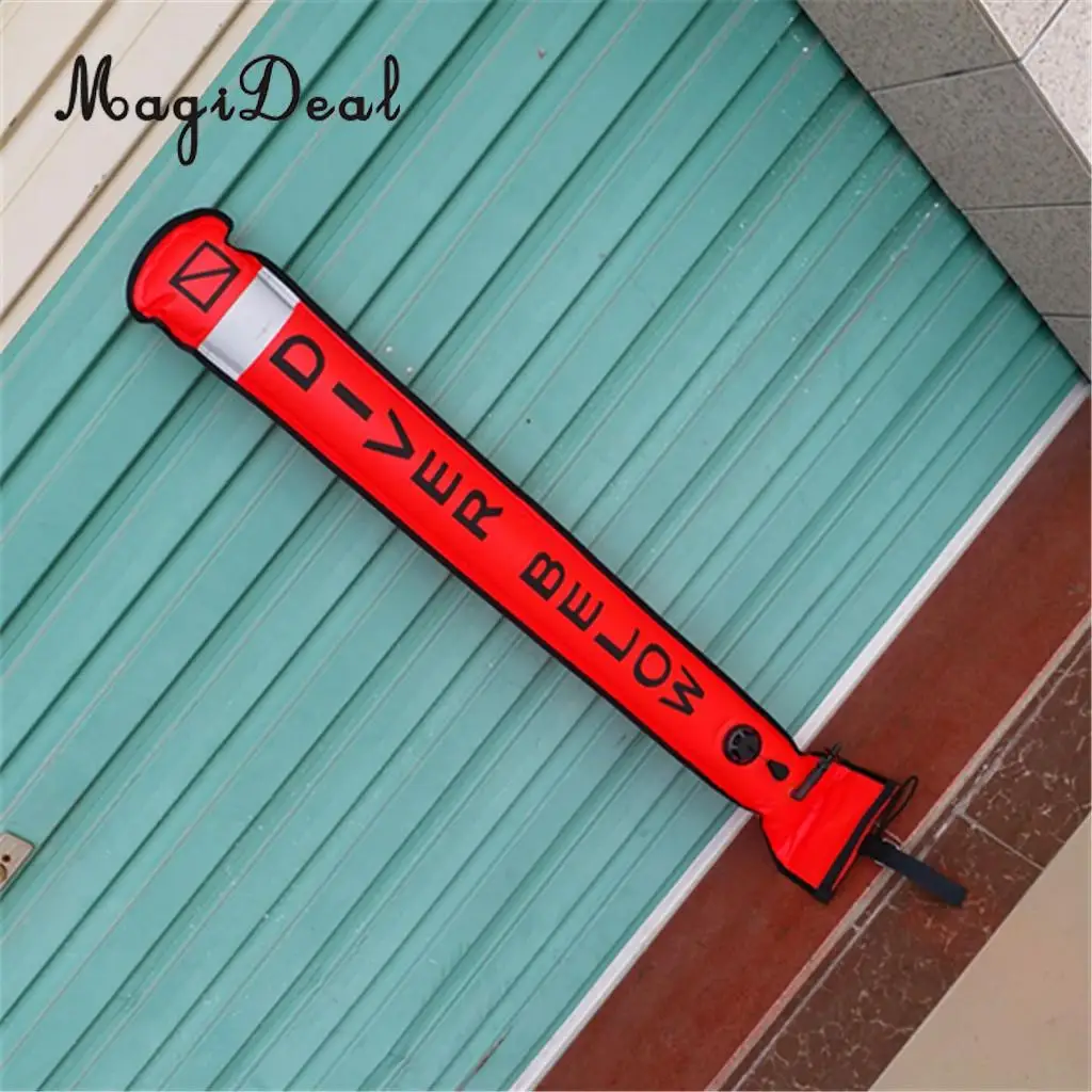 MagiDeal 4ft Reflective Inflatable Safety Sausage (SMB Surface Marker Buoy) Diver Below Signal Tube for Underwater Scuba Diving