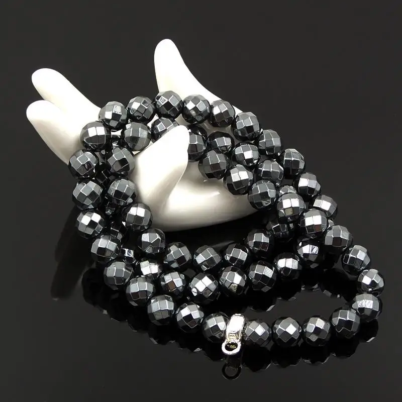 Ограненный гематит натуральный камень с бусинами посеребренный несущий ожерелья подходит Подвеска Шарм, большинство модных ювелирных изделий подарок для женщин и мужчин