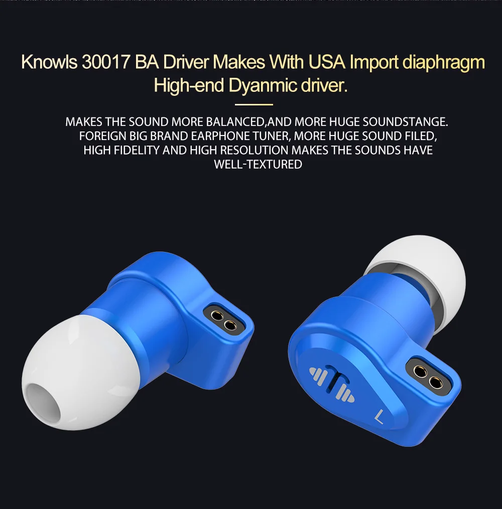 AK Yinyoo V6 In Ear Earphone 2BA+1DD USA Import
