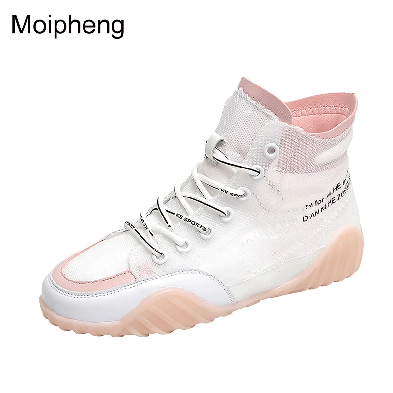 

Moipheng Women Sneakers Breathable Flats 2019 Fashion Casual Sock Sneakers White Ankle Outdoor High Ladies Shoes Tenis Feminino