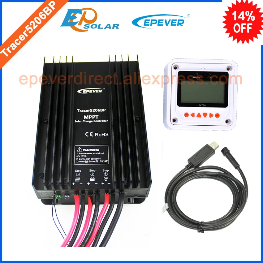 

12v 20A 20amp solar battery charging regulator MPPT EPEVER made USB cable+MT50 remote meter Tracer5206BP