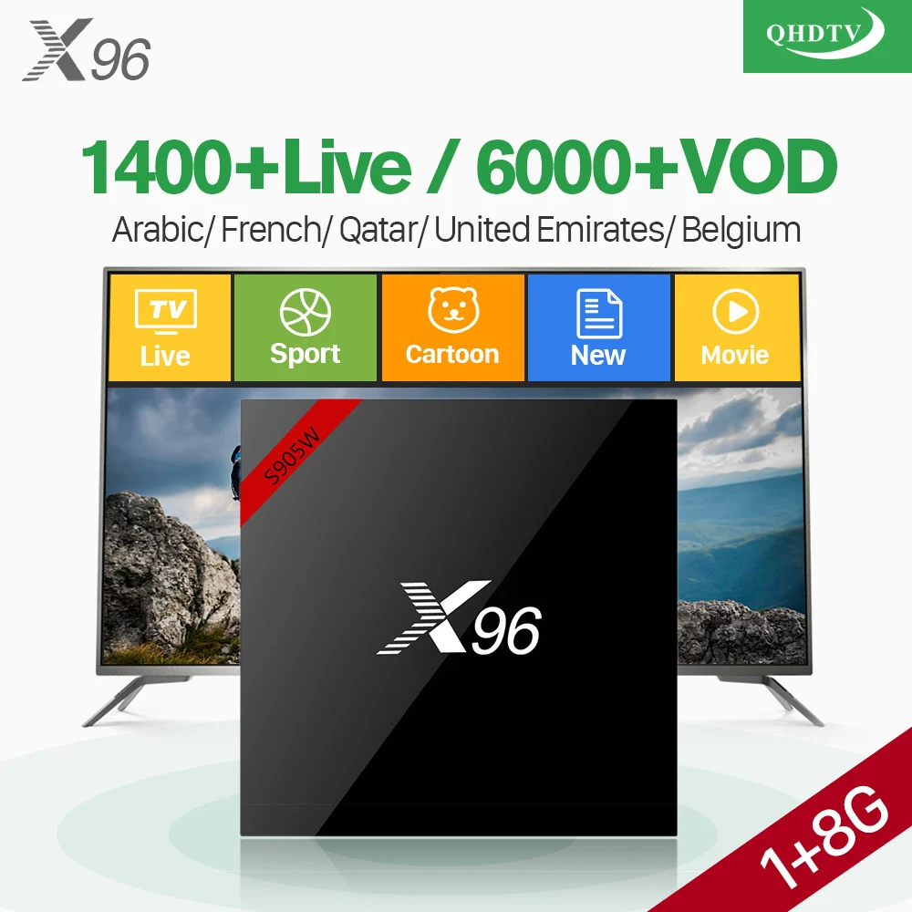X96W Smart TV Box Android 7.1 Amlogic S905W Quad Core H.265 4K 2.4GHz WiFi Media Player QHDTV Code Europe French Arabic IPTV Box
