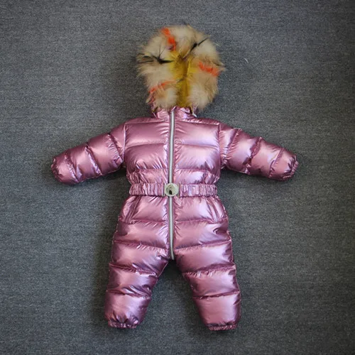 Детская верхняя одежда и пальто для русской зимы с Orangemom зимний комбинезон на 90% утином пуху, зимний комбинезон с натуральным мехом, Комбинезоны - Цвет: pink