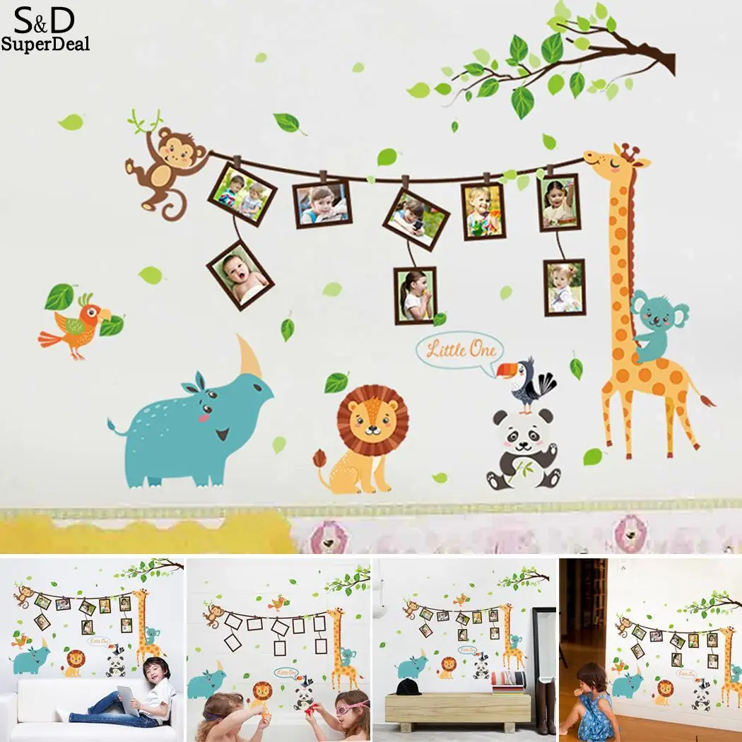 

Multicolor Cartoon Nursery Decal Decoration Wall Giraffe Photo Giraffe Sticker Animals Room Frame Kids