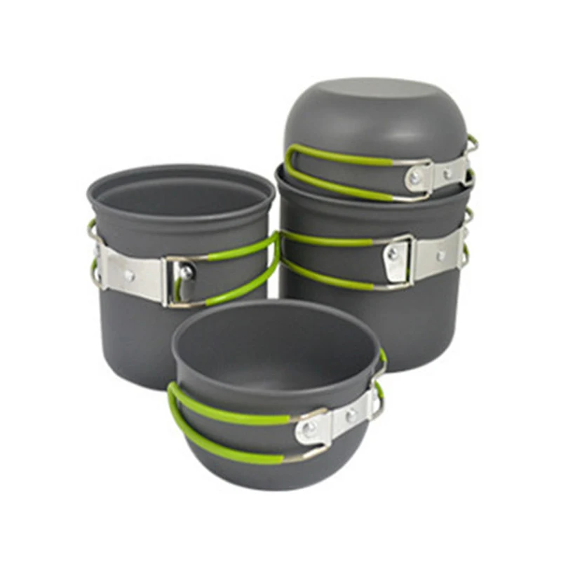 Acampar al aire libre vajilla para Trekking Backpacking cocina Picnic al aire libre Cookware Bowl Pot Pan Set turísticos cocina EG11