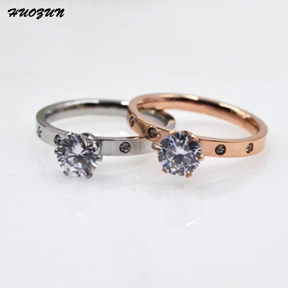 Fashion Titanium Steel Women Ring One Carat Crystal Four Small Rings Rose Gold Silver Color Party Gift To R17004 | Украшения и