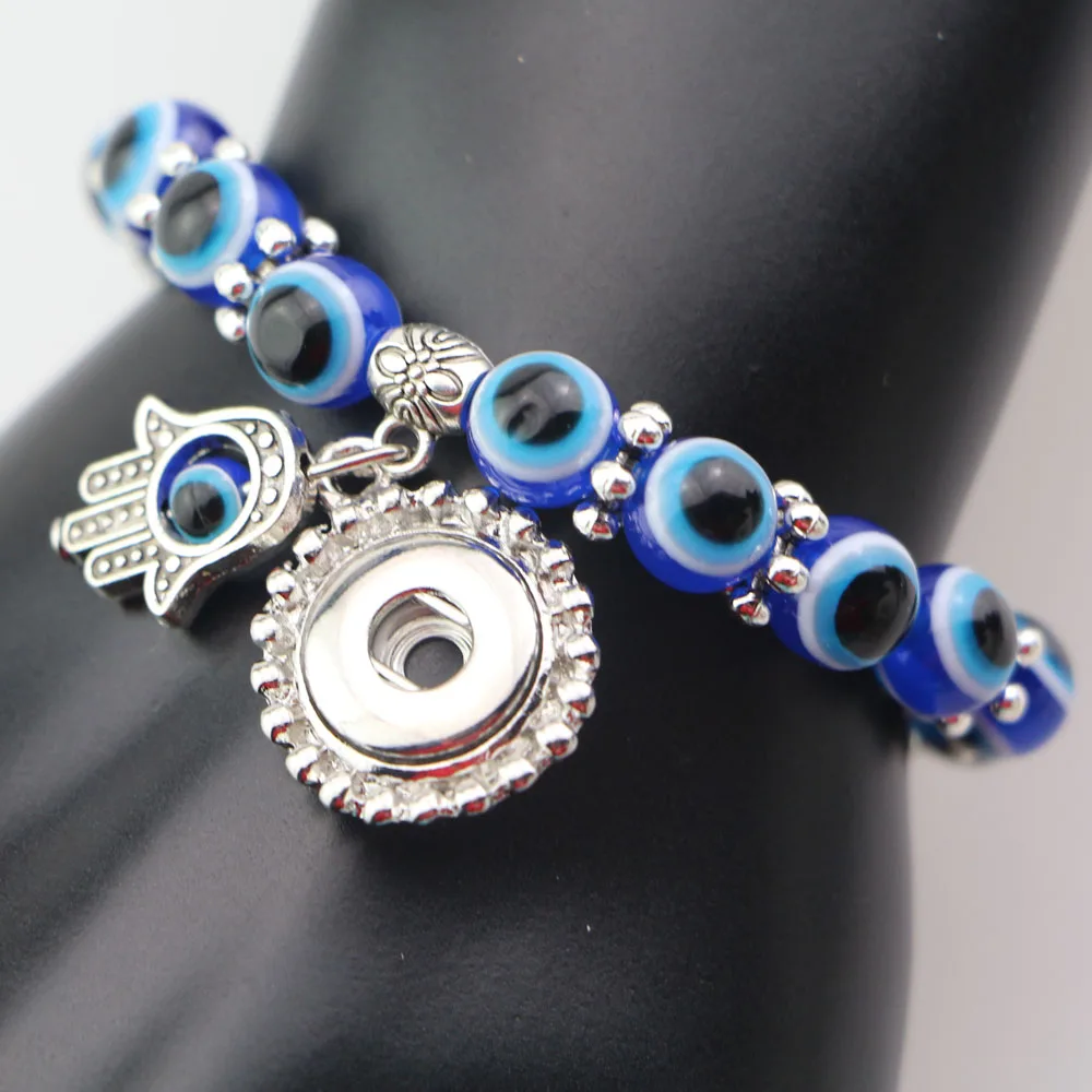 Wholesale Evil Eye Beads 12mm Snap Button Bracelet&Bangles Metal Diy