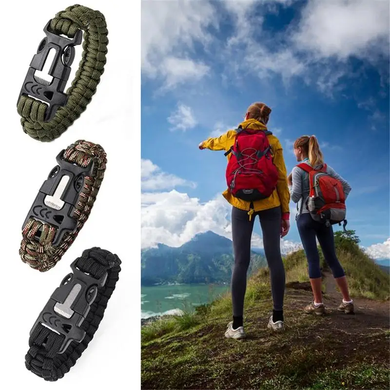Outdoor Hiking Travel Multi-function Umbrella Rope Bracelet Survival Emergency Camping Bracelet Safety First Aid Supplies