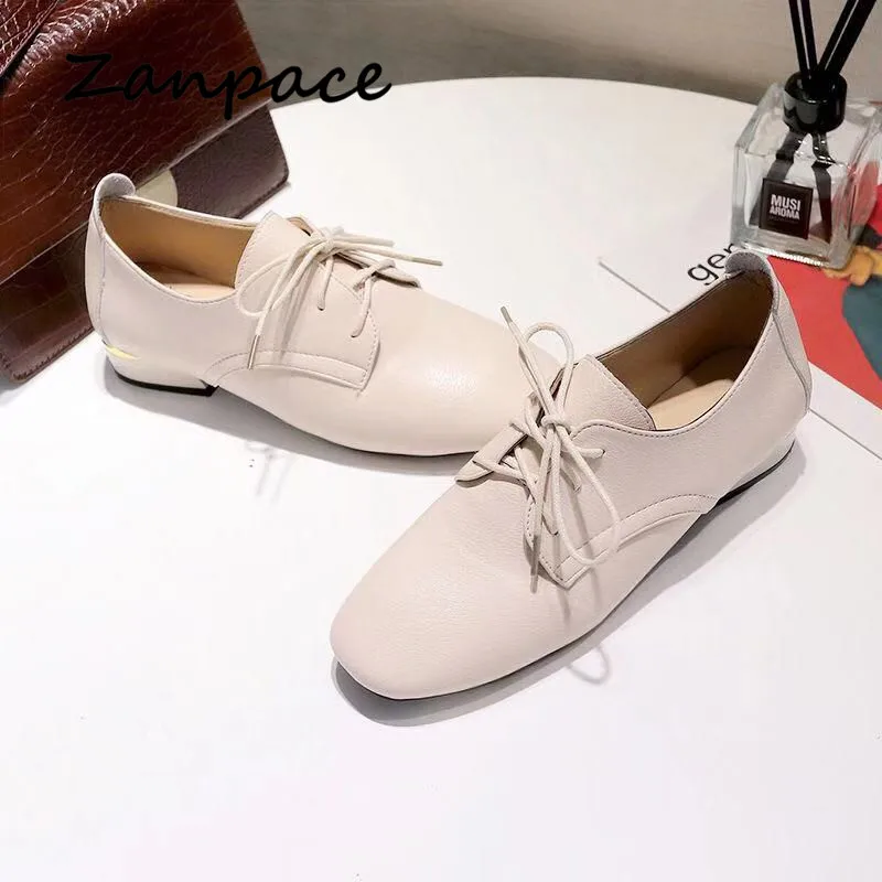 Zanpace Spring Women Boots 2019 Leather Ankle Boots High Heels Autumn Women Shoes Casual Flat with Boots Square Toe Black Boots