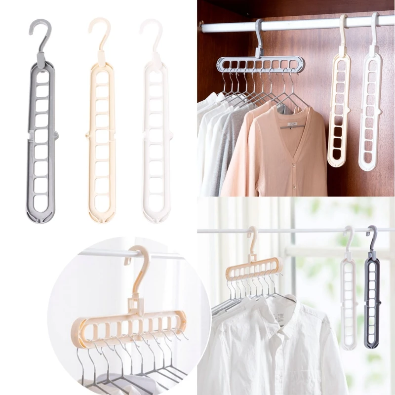 

3D Space Saving Magic Clothes Hanger With Hook Cabinet Organizer 360 Rotation