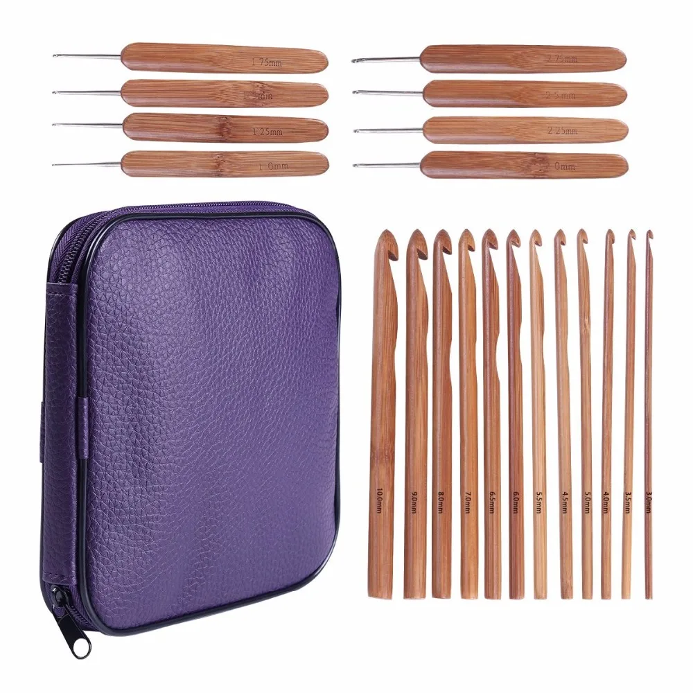 

20pcs/Set 1.0-10.0mm Knitting Needles Crochet Needles Bamboo Crochet Hook Set with Storage bag Knit Weave Craft Yarn Sewing Tool