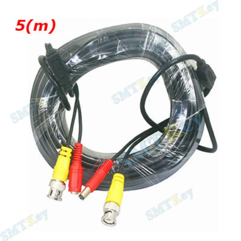 SMTKEY 5 Meter 2 in 1 CCTV cable with video and DC cable , 5m camera cable with BNC plugs for video signal and 2.1mm jack plug SMTKEY 5 Meter 2 in 1 CCTV cable with video and DC cable , 5m camera cable with BNC plugs for video signal and 2.1mm jack plug
