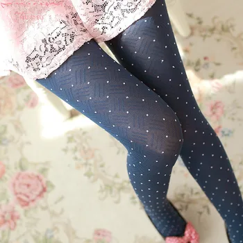 

5pcs/lot Thin Autumn And Winter Pantyhose Grid Dots Velvet Elastic Stockings Japanese Girl Style Lovely Sexy Pantyhose