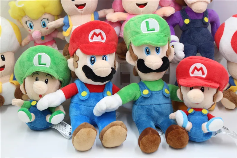 grande figurine double Mario et Luigi 13 cm lot de 5 mini figurines de 5 cm Super Mario-Figures Collection-Crapaud en peluche 24 cm 