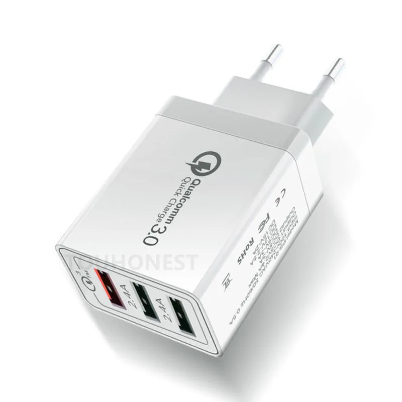 

3 Ports USB Smart Charge 30W Quick Charger 3.0 For iPhone Samsung QC 3.0 USB Adapter Wall Charger Fast Mobile Phone EU Charger