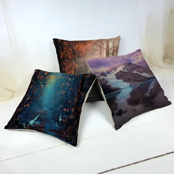 

Nordic Style Room Decoration Nature Scenery 3D Print Cushion Cover Plant Waterfall Water Stream Snow Cotton Linen Pillowcase