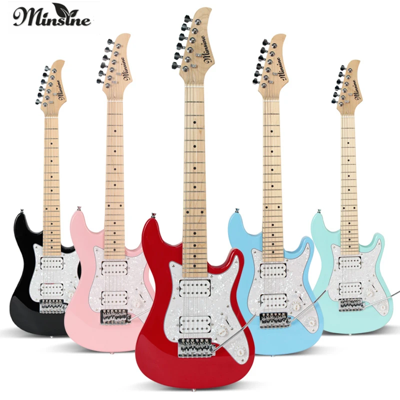 

Minsine Mini Rock Electric Guitar Double Pickups Effects Set Performance Graffiti Travel Electric guitar for beginner children