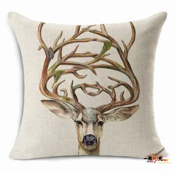 

Kids Room decorative pillows Europe simply style animals printed fine cotton linen seat back cushion no filling housse coussin