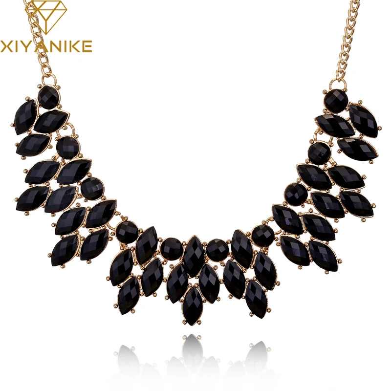 

New 4 Color Big Gem Necklaces& Pendants Trendy fashion Bubble Bib Choker Statement Resin Necklace Women Jewelry XY-N492