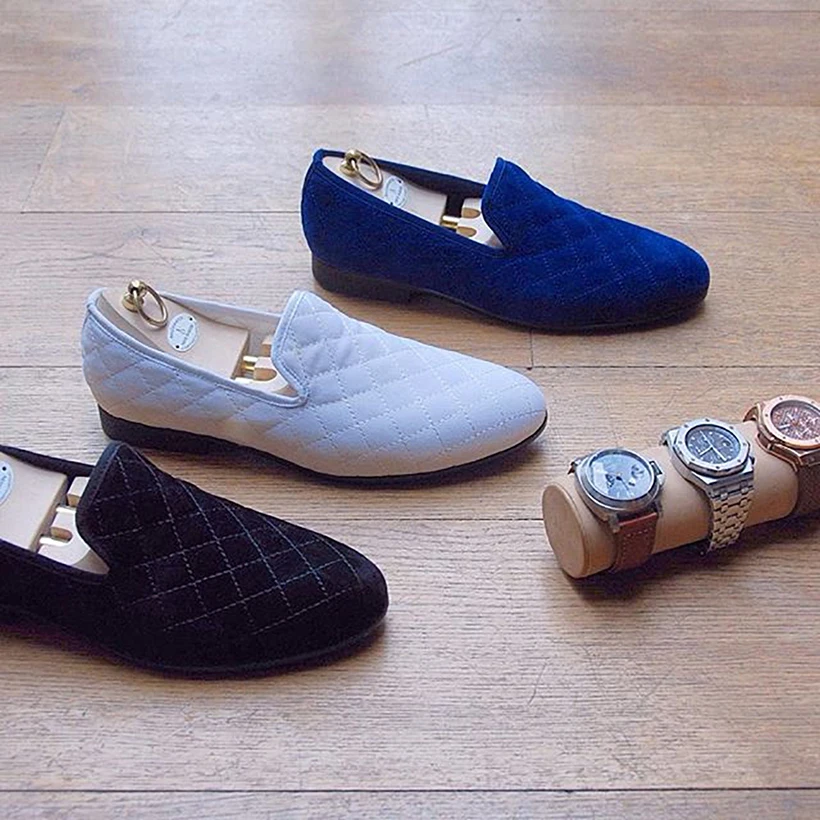 weiß Schuhe Freizeitschuhe Männer Plaid Blau Und Weiß Samt Stitching Müßiggänger Britischen Mit Muster Hausschuhe Blau Handwerk Rauchen Männlich qT6XX