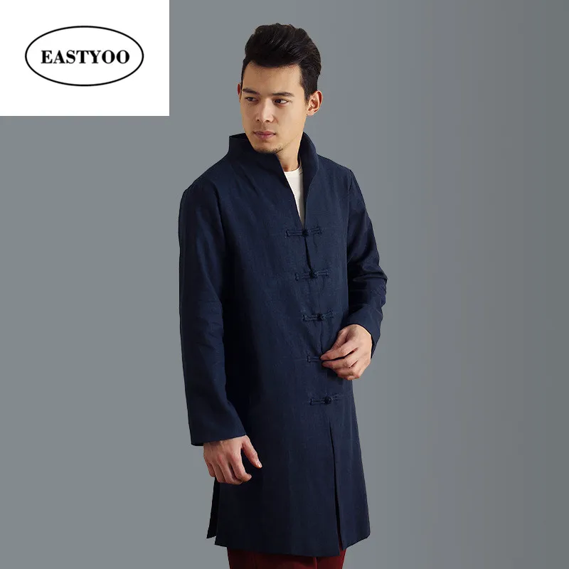 New 2017 Autumn Trench Coat Men Long Trench Coat Button