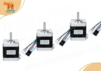 

USA &SALE! Wantai 3PCs Nema 17 Stepper Motor 42BYGHW609-X1 4000g-cm 40mm 1.7A with single flat shaft, Connectors 1000MM Leads