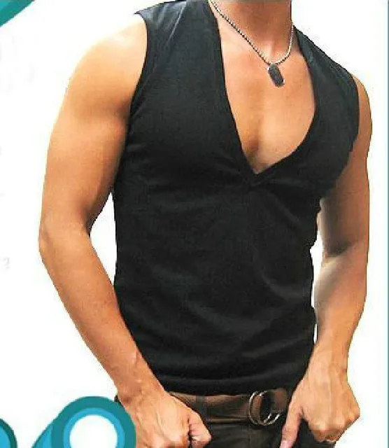 mens gym Low cut V neck vest for men and wide muscle sportsman vest men