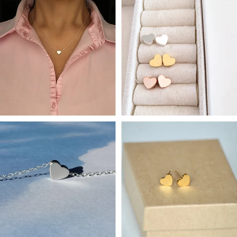 Комплект из колье и сердца нержавеющей стали|bridal gifts|heart jewelry setsjewelry sets |