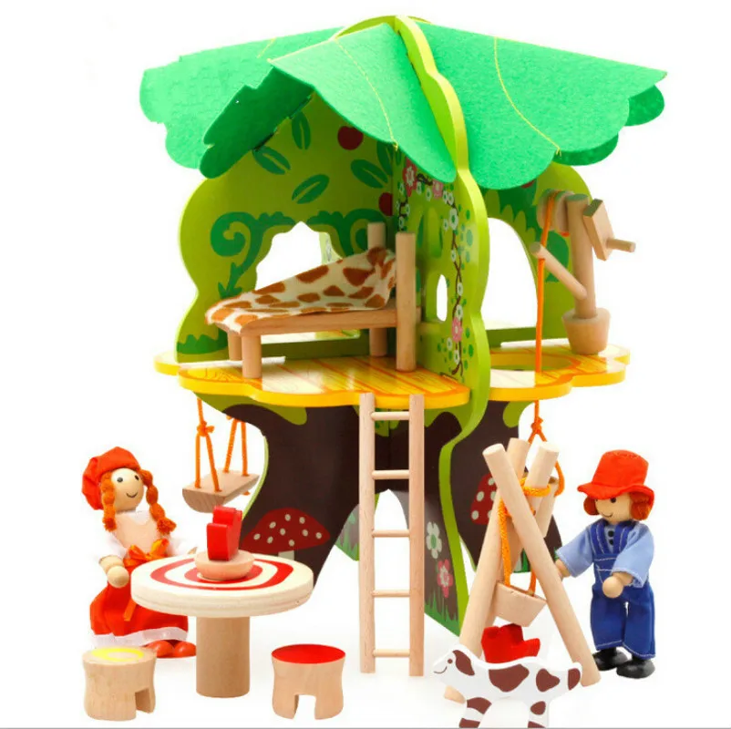 

Children Wooden DIY Villa Tree House Assembling And Assembling Combination Model Early Childhood Wooden Play Toys