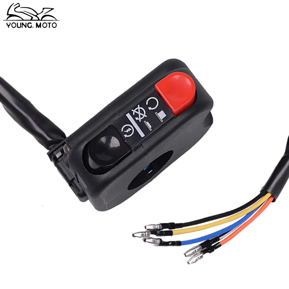 22mm 7/8" Motorcycle Handlebar LED Headlight Lamp Switch On Off Control Electrical Start Kill