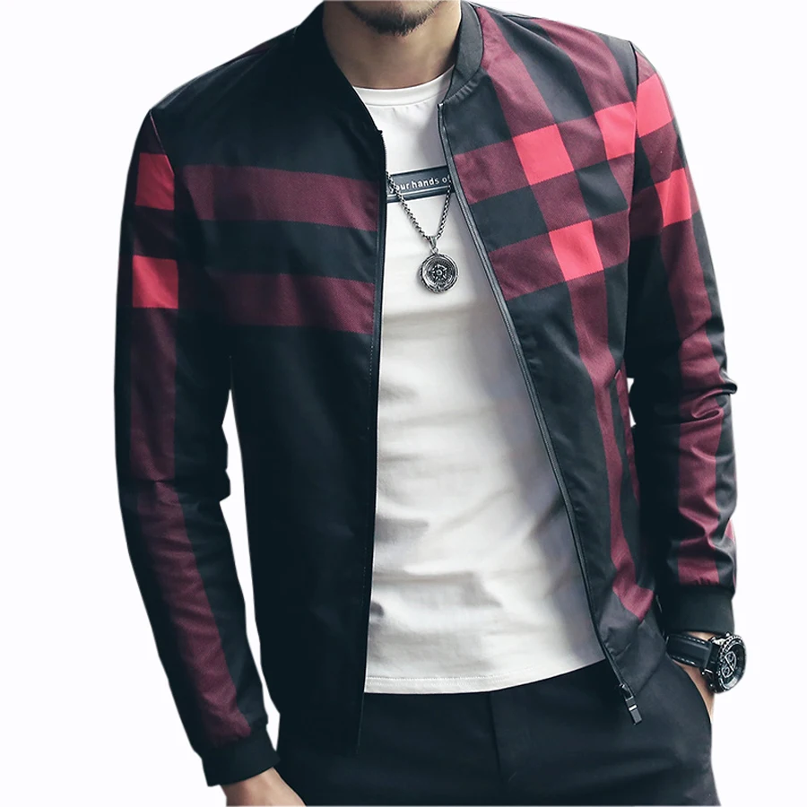 

Hotsale Plaid Jacket Men Bomber Jacket Fashion Slim Mens jackets and Coats Chaquetas Hombres Jaquetas Bomber Plus Size 4XL 5XL
