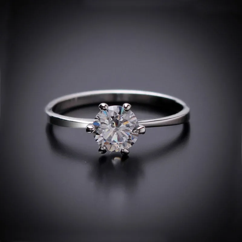 

925 Siver Ring Silver 925 Jewelry Women Clear Zircon Inlaid Wedding Bridal Engagement Party Jewelry Ring Size 6-9MM
