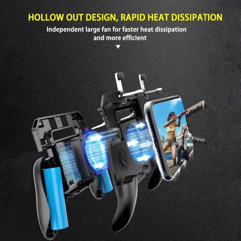  3 in 1 Mobile Phone Gamepad Controller Trigger Joystick Cooler Fan with 2000mah Power Bank For PUBG