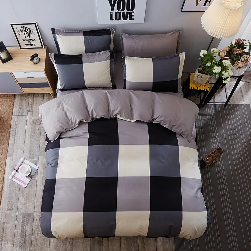 

Home Hotel Bed Linens Queen size 4pcs Cotton Plain Lattice Bedding Sets Bedclothes Bed Set Duvet Cover Bed Sheet Cover Set