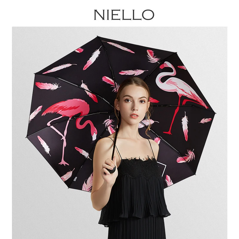 

Niello Fashion Folding Umbrella Anti UV Sun Umbrella Rain Women Double Layer Windproof Black Parasol Brand Clear Umbrella Girls