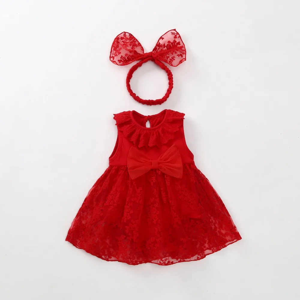 ano de roupas de verão para meninas vestido vermelho rosa infantil de vestido de bebê