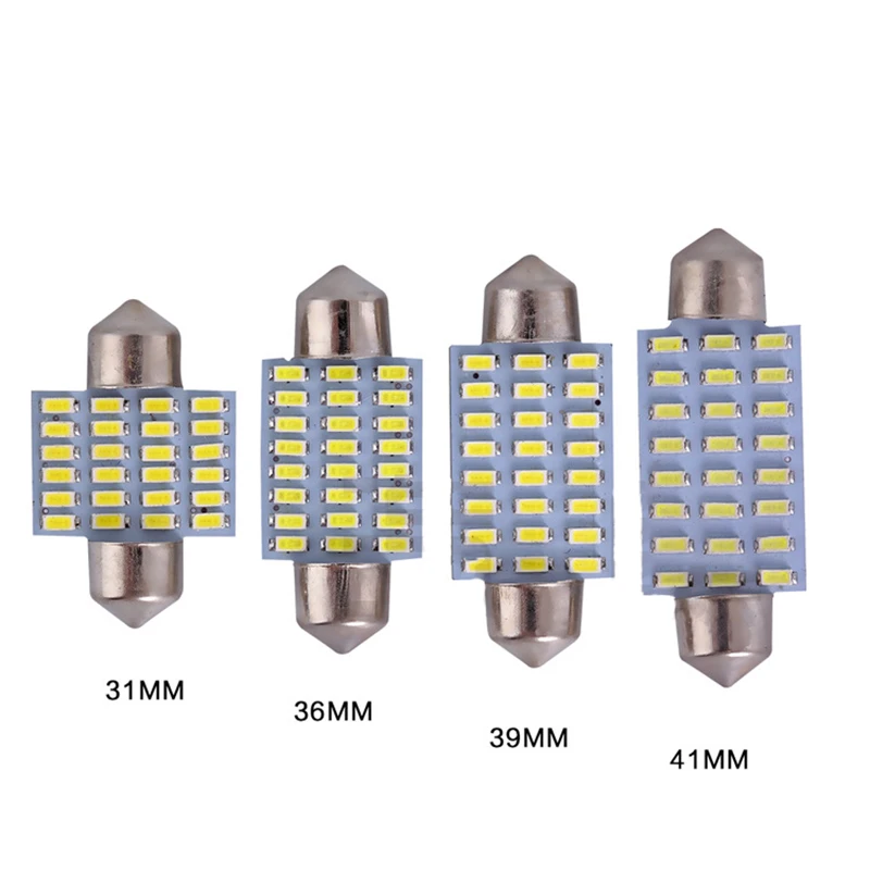 100 шт. гирлянда 24SMD 3014 Светодиодный лампа для чтения 31 мм 36 мм 39 мм 42 мм Автомобильный светодиодный фестон светодиодный C5W свет Автомобильные лампы лампа