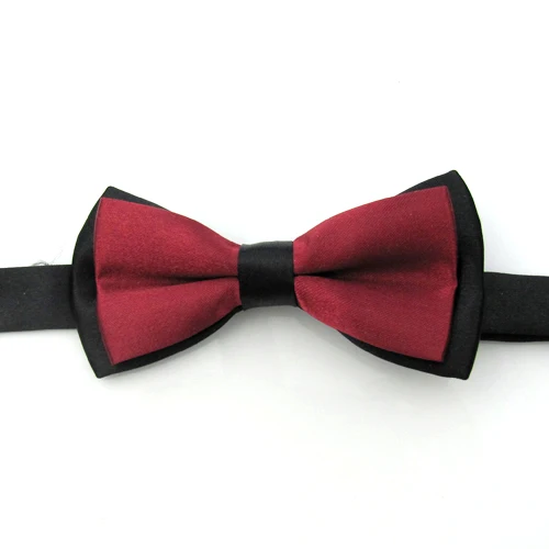 Wedding Classic Kid Suit Neckwear Baby Boy's Baby Fashion Solid Color Adjustable Bowtie Children Two Tone Pet Dog Cat Bow Tie - Цвет: Black Burgundy